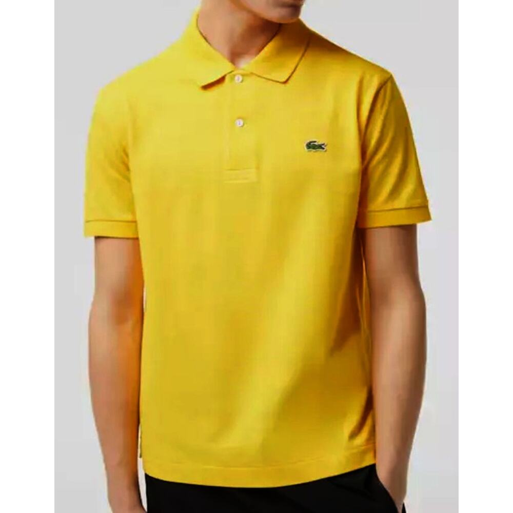 Lacoste Mens Legacy Short Sleeve L1212 Pique Polo Shirt Cornmeal Yellow XL